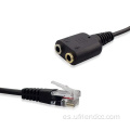 RJ9/RJ11 a puerto Cable adaptador de auriculares femeninos